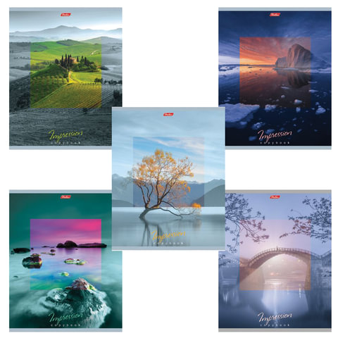 

Тетрадь А5, 80 л., HATBER, скоба, клетка, обложка картон, "IMPRESSIONS" (5 видов), 80Т5