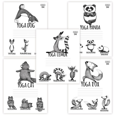 

Тетрадь 24 л., HATBER, клетка, обложка картон, "Animals Yoga" (5 видов), 24Т5В1, (18шт.)