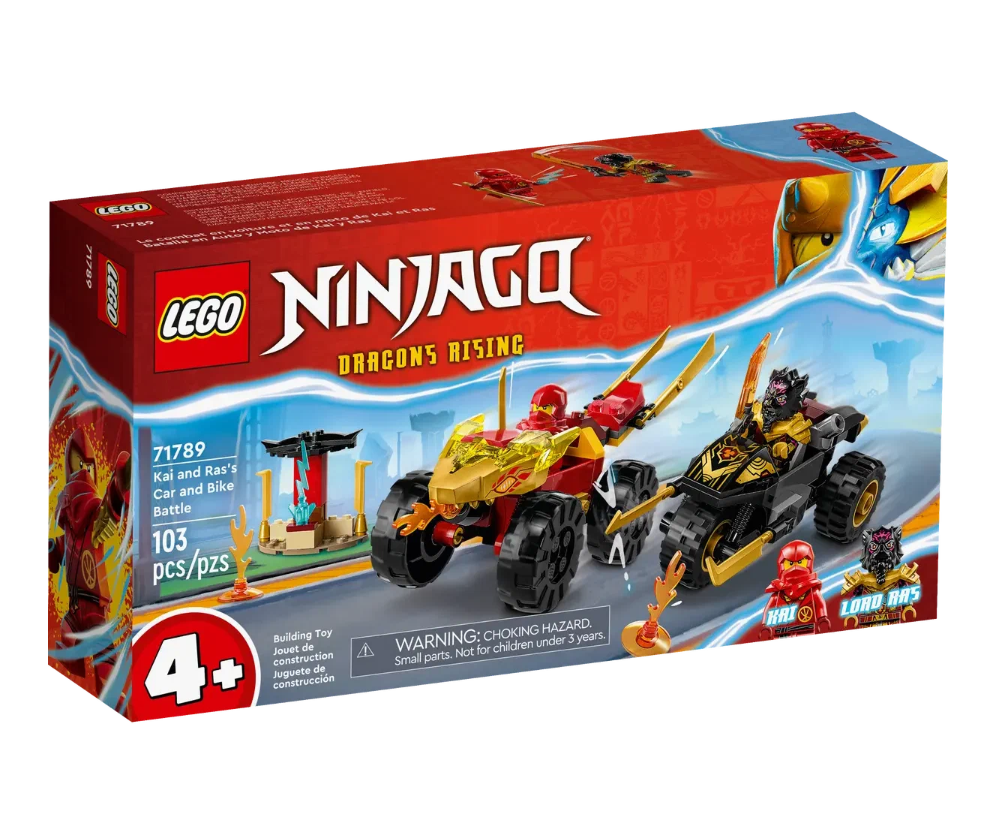 Конструктор LEGO Ninjago Битва Кая и Раса на машинах и велосипедах, 103 детали, 71789