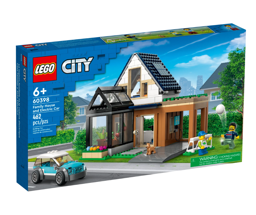 

Конструктор LEGO City Семейный дом и электромобиль, 462 детали, 60398