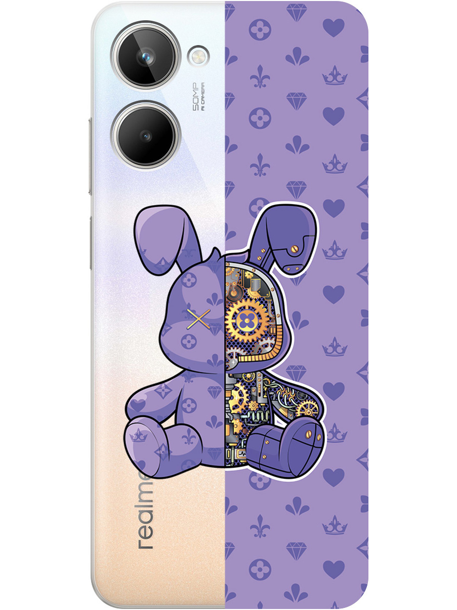 

Силиконовый чехол на Realme 10 4G с принтом "Сиреневый Кролик с механизмом" прозрачный, Фиолетовый;прозрачный, 762098271