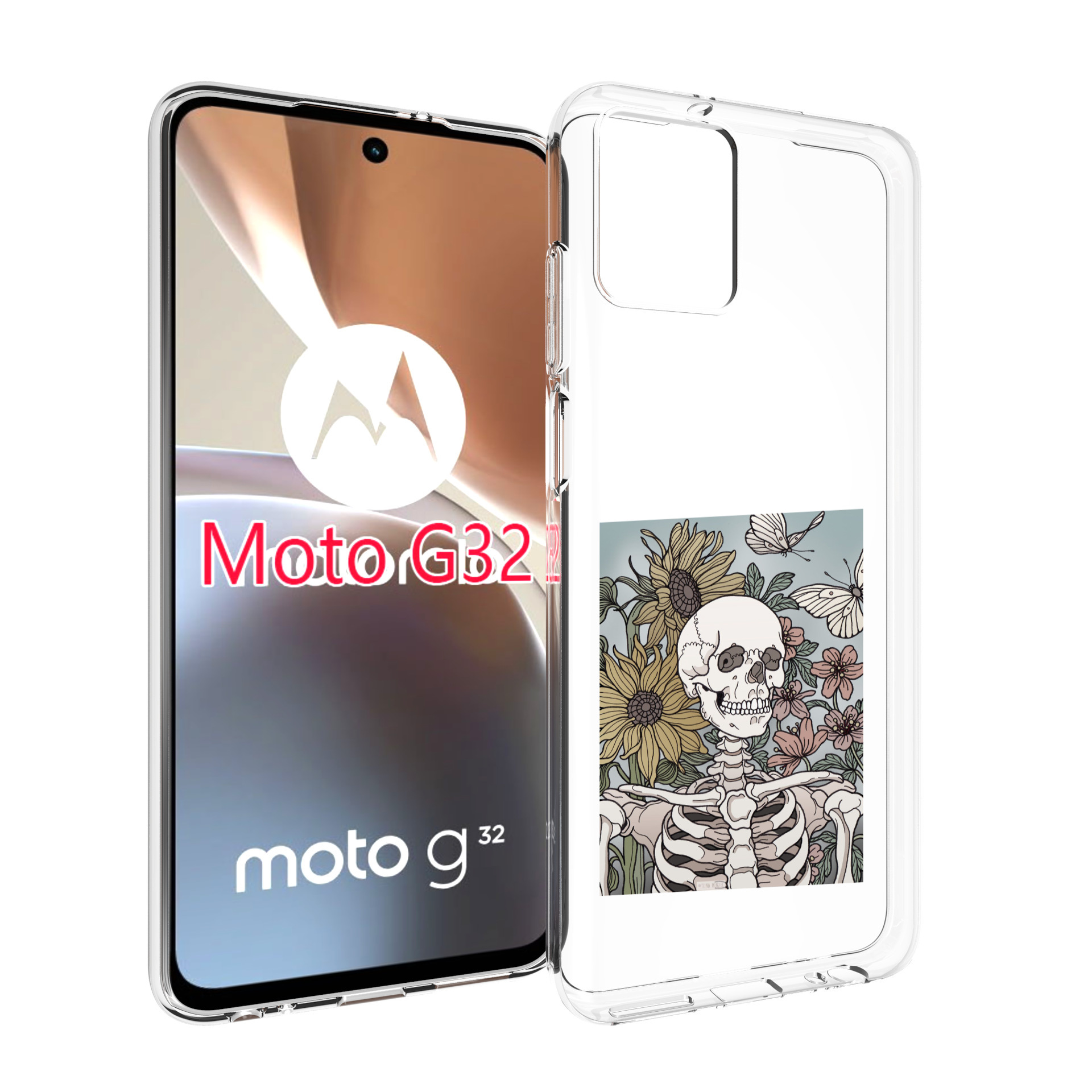 

Чехол MyPads скелетик с подсолнухами для Motorola Moto G32, Прозрачный, Tocco
