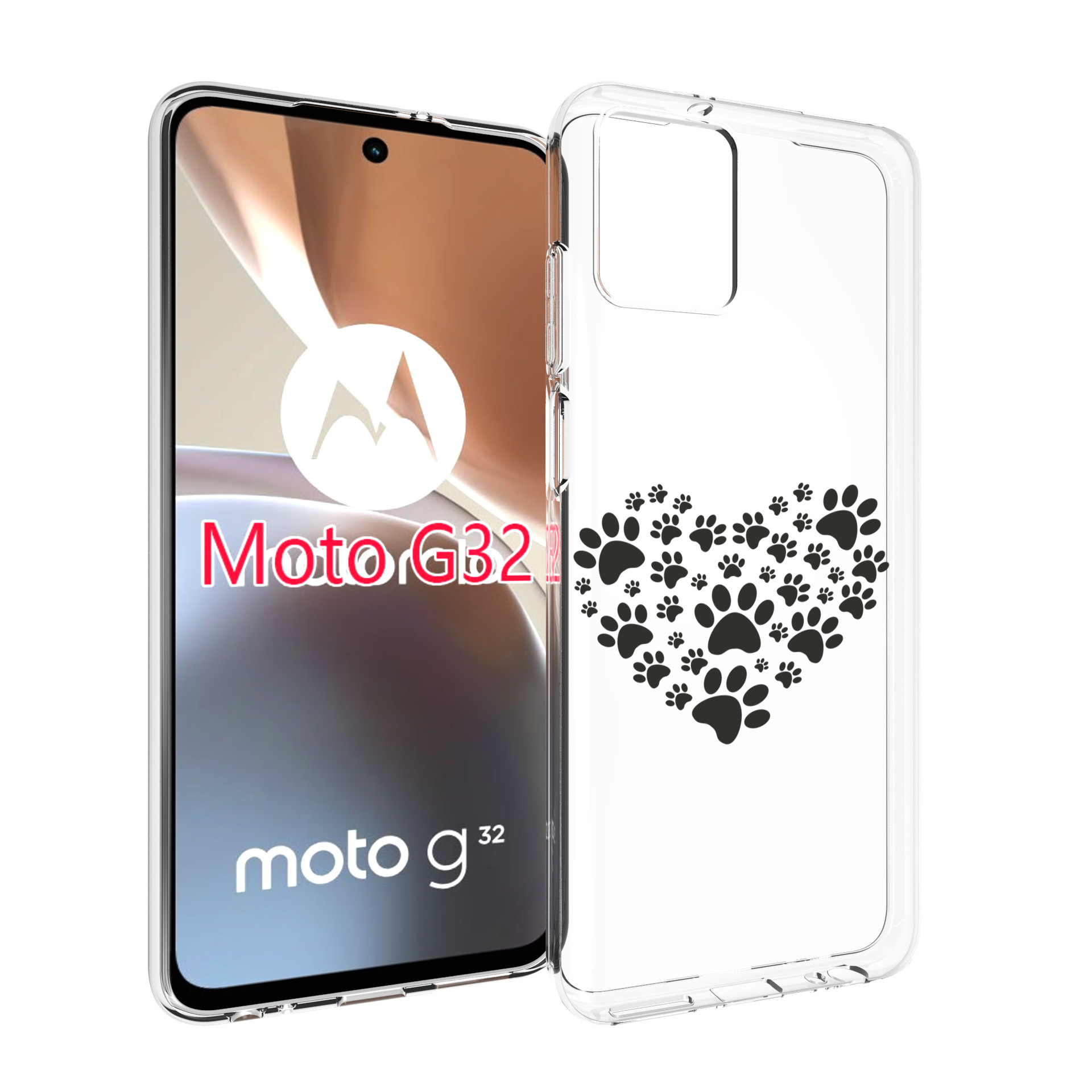

Чехол MyPads следы-в-сердечке для Motorola Moto G32, Прозрачный, Tocco