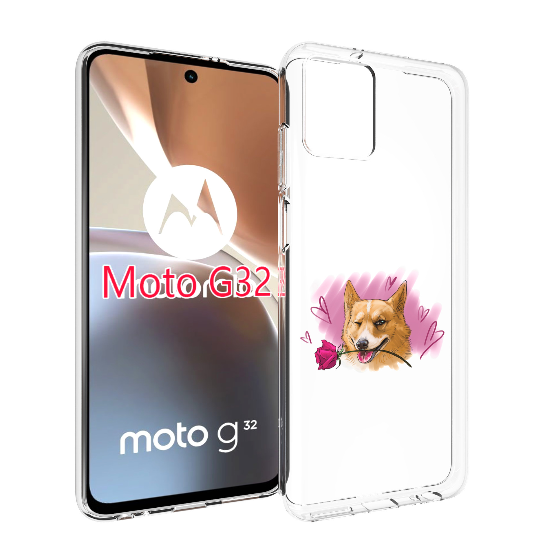 

Чехол MyPads собачка-с-розочкой для Motorola Moto G32, Прозрачный, Tocco