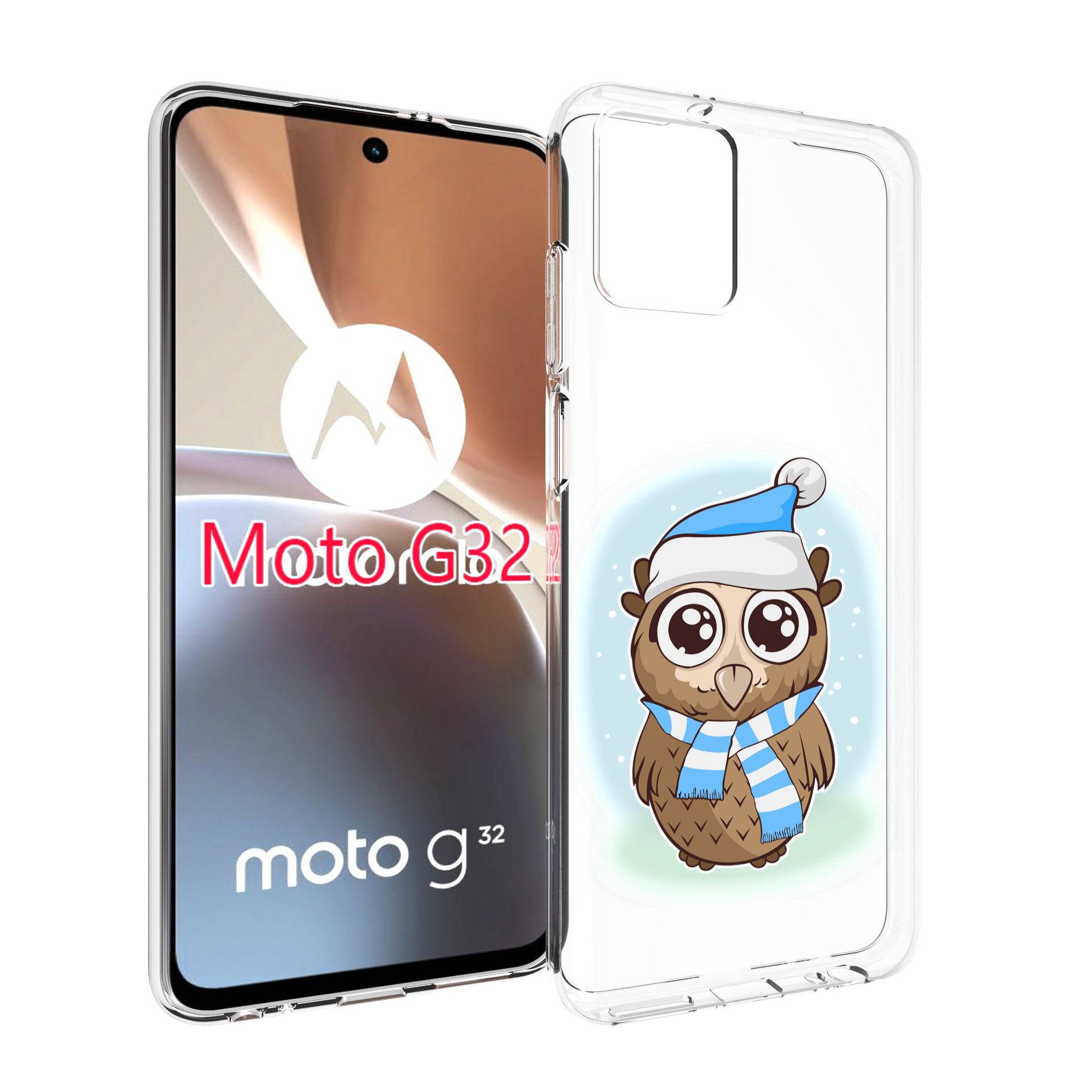 

Чехол MyPads сова-в-шарфике-и-шапке для Motorola Moto G32, Прозрачный, Tocco