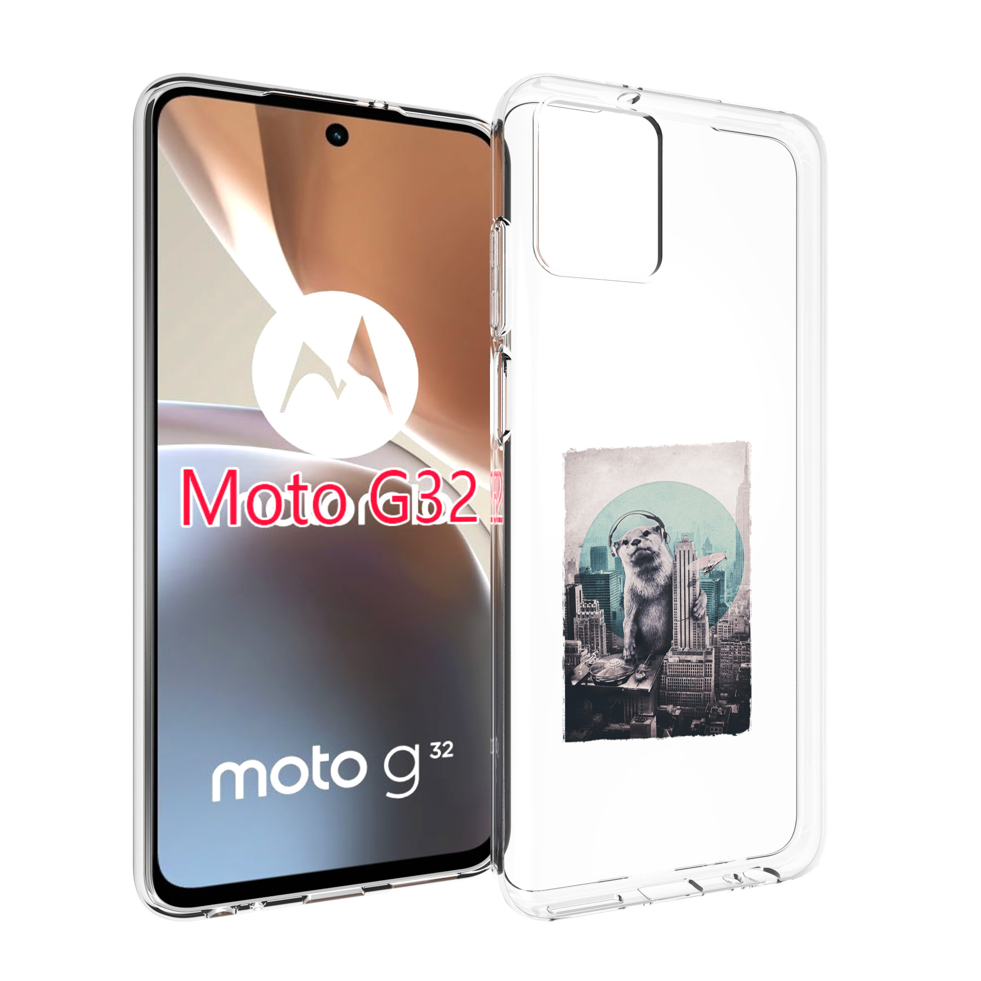 

Чехол MyPads выдра в городе для Motorola Moto G32, Прозрачный, Tocco