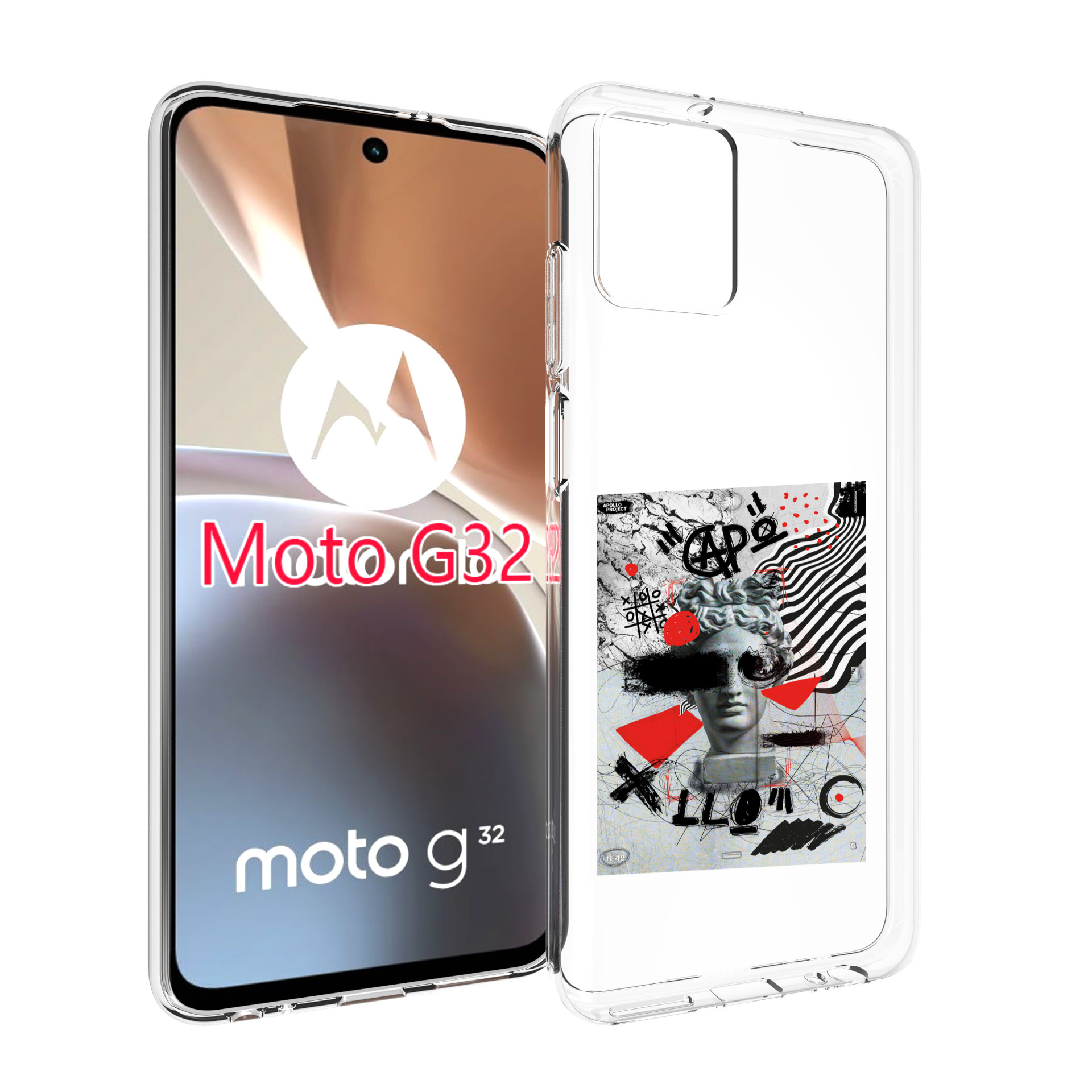 

Чехол MyPads стрит арт статуя для Motorola Moto G32, Прозрачный, Tocco