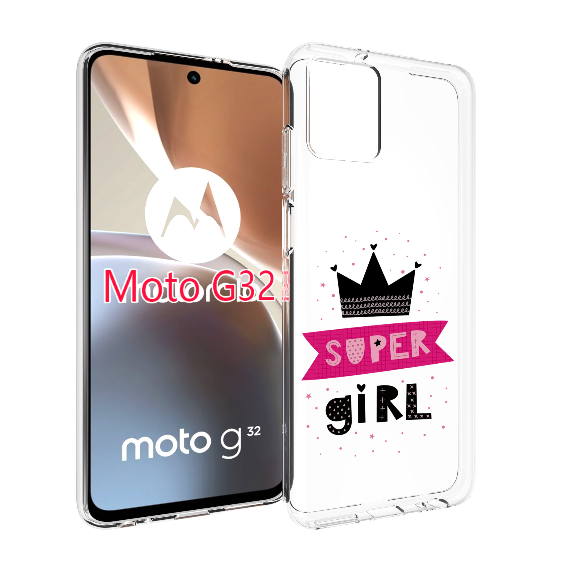 

Чехол MyPads супер-девчонка женский для Motorola Moto G32, Прозрачный, Tocco