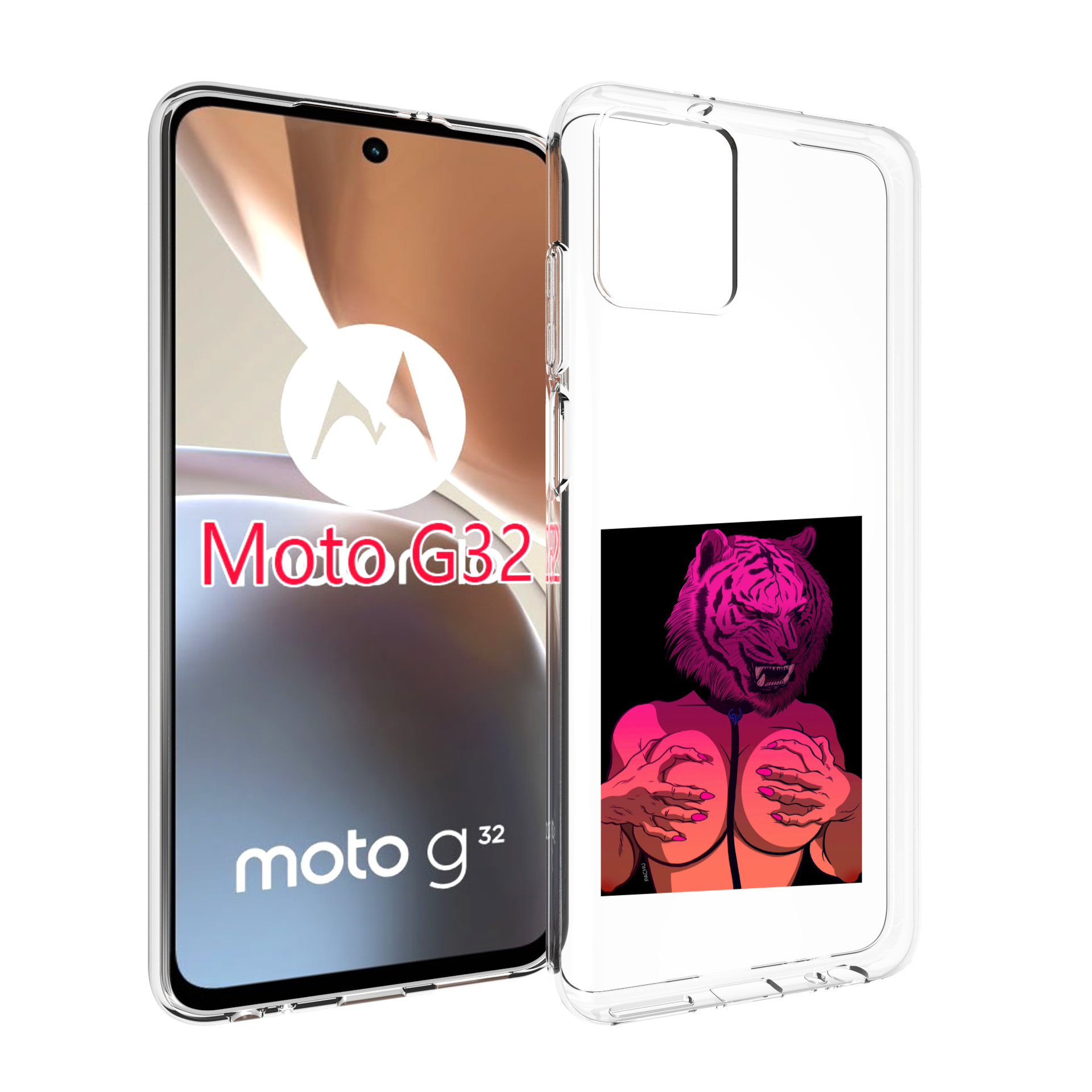 

Чехол MyPads тигр с секретом женский для Motorola Moto G32, Прозрачный, Tocco