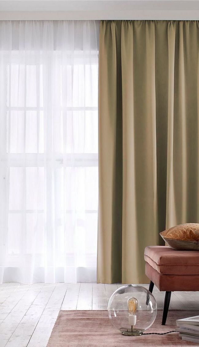 Портьера Tex Valley Сатен ширина 270 см, высота 280 см, Мокрый песок, 1 шт