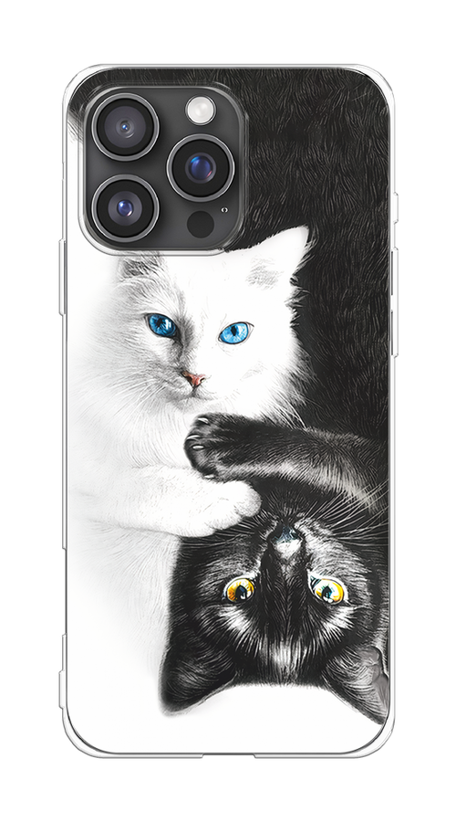 

Чехол на Apple iPhone 16 Pro Max "Коты Инь-Янь", Черный;белый;голубой, 16350-1