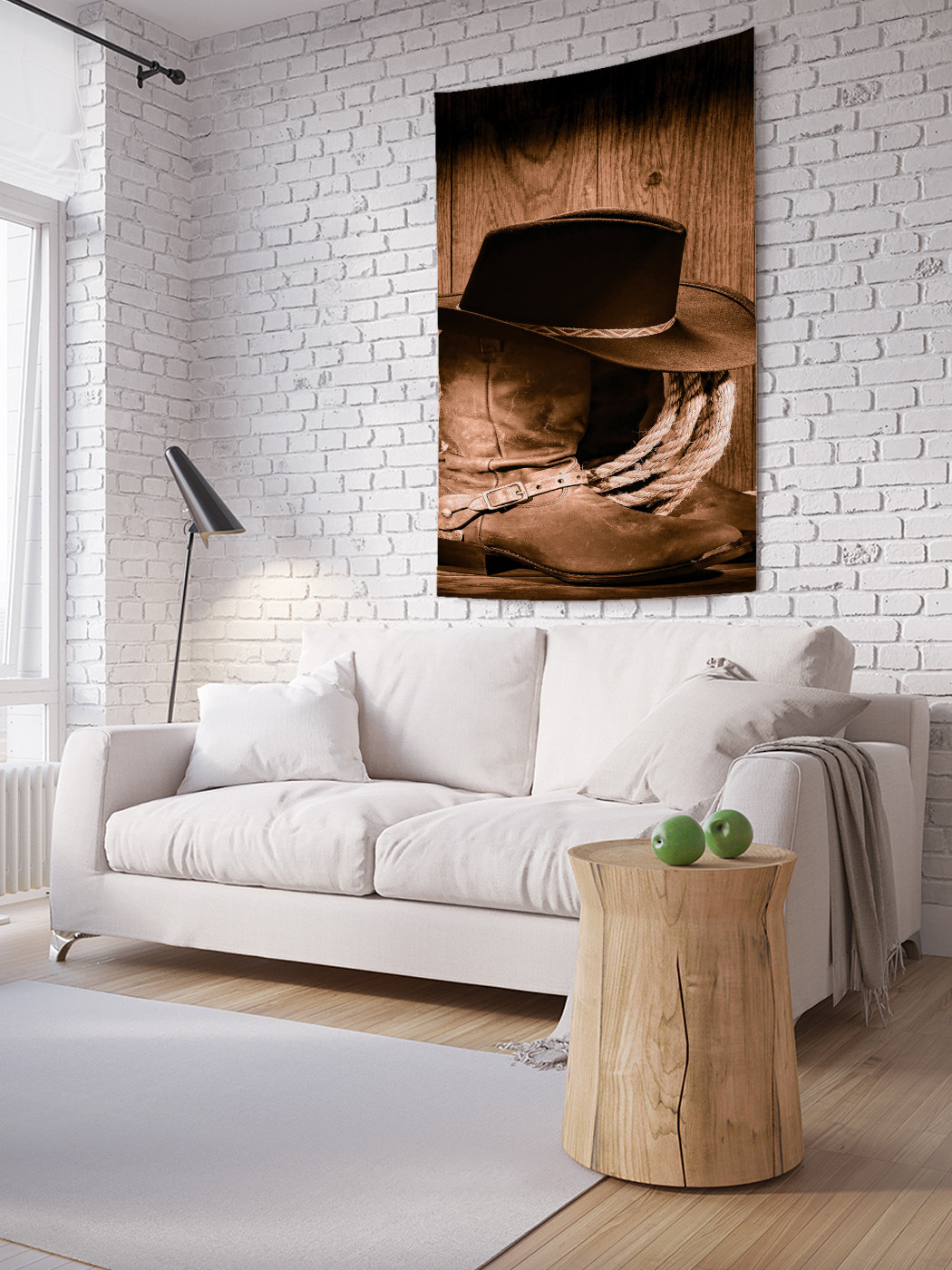 фото Вертикальное фотопанно на стену joyarty "ковбойские шляпа и сапоги", 100x150 см