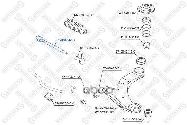 

55-00164-Sx Тяга Рулевая Subaru Tribeca 06> Stellox 5500164sx
