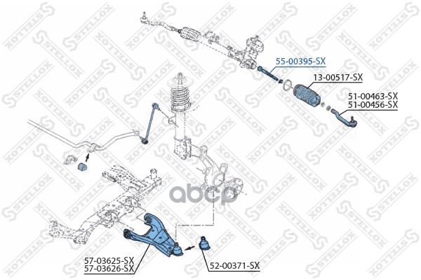 

55-00395-Sx Тяга Рулевая Renault Duster, Dacia Duster 10> Stellox 5500395sx