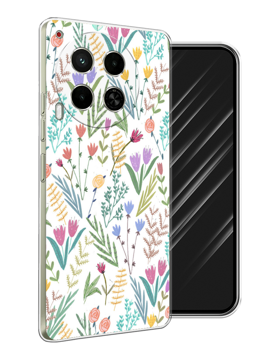 

Чехол Awog на Tecno Camon 30 5G "Полевые цветы рисунок", Белый;зеленый, 305550-1