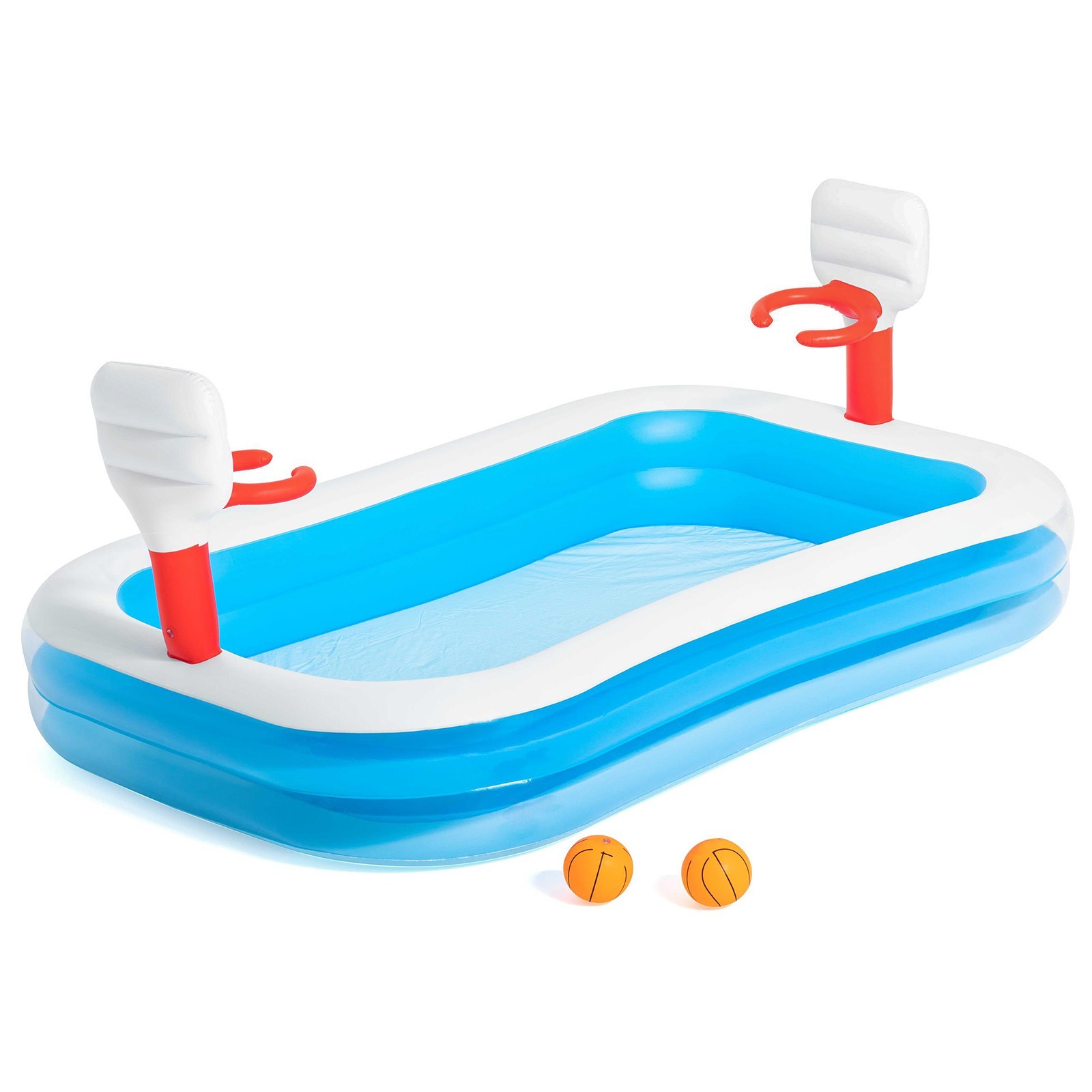 

Бассейн Bestway 54122 Баскетбол + 2 мяча 251 х 168 х 102 см, 636 л, Голубой