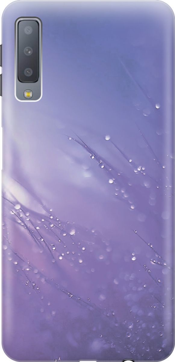 

Силиконовый чехол на Samsung Galaxy A7 (2018) "Капли на синей траве", Белый;синий, 3493