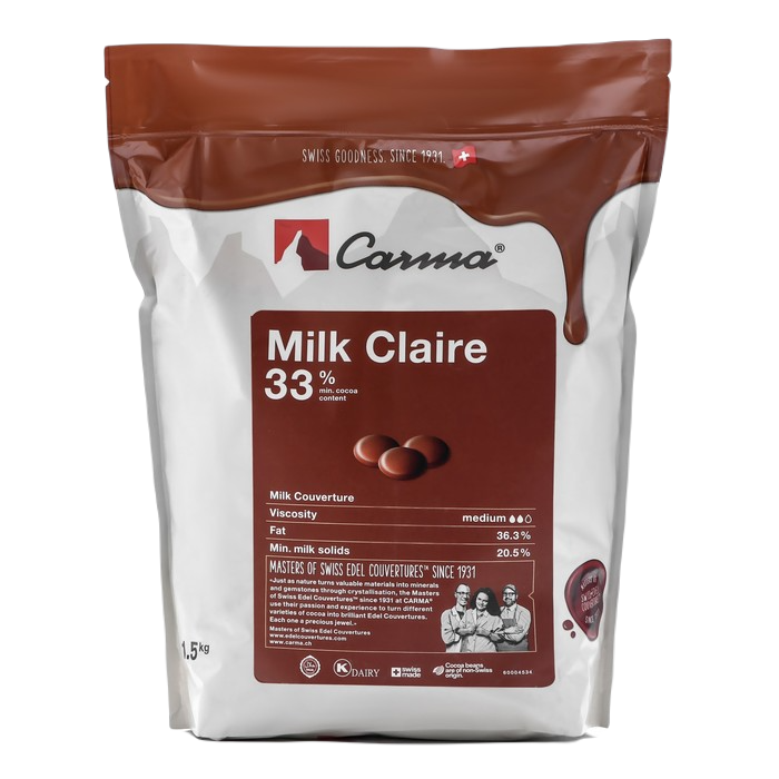 Молочный шоколад Carma Milk Claire, 33% какао, 1,5 кг