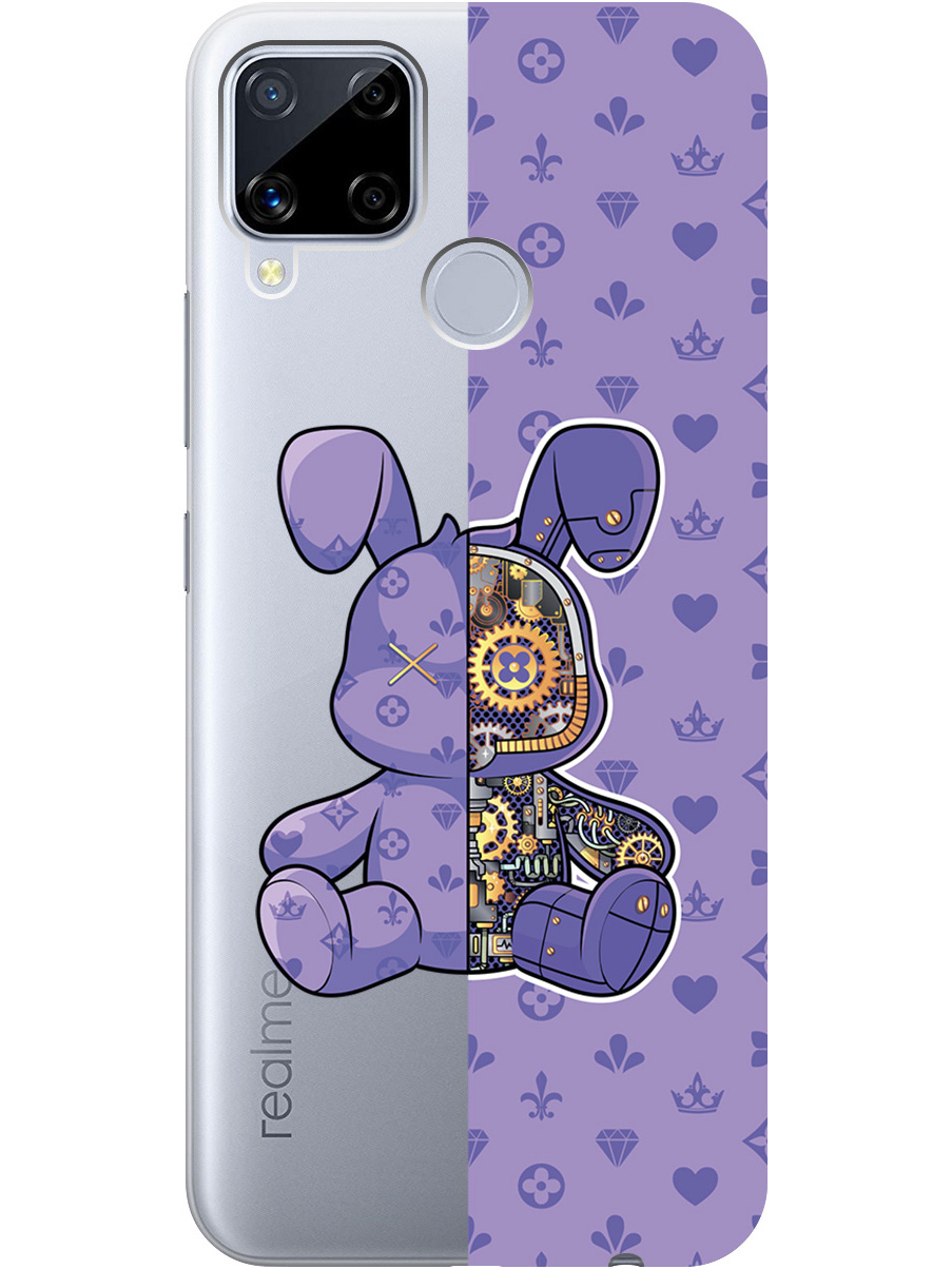 

Силиконовый чехол на realme C15 / C25 с принтом "Сиреневый Кролик с механизмом" прозрачный, Фиолетовый;прозрачный, 726149871