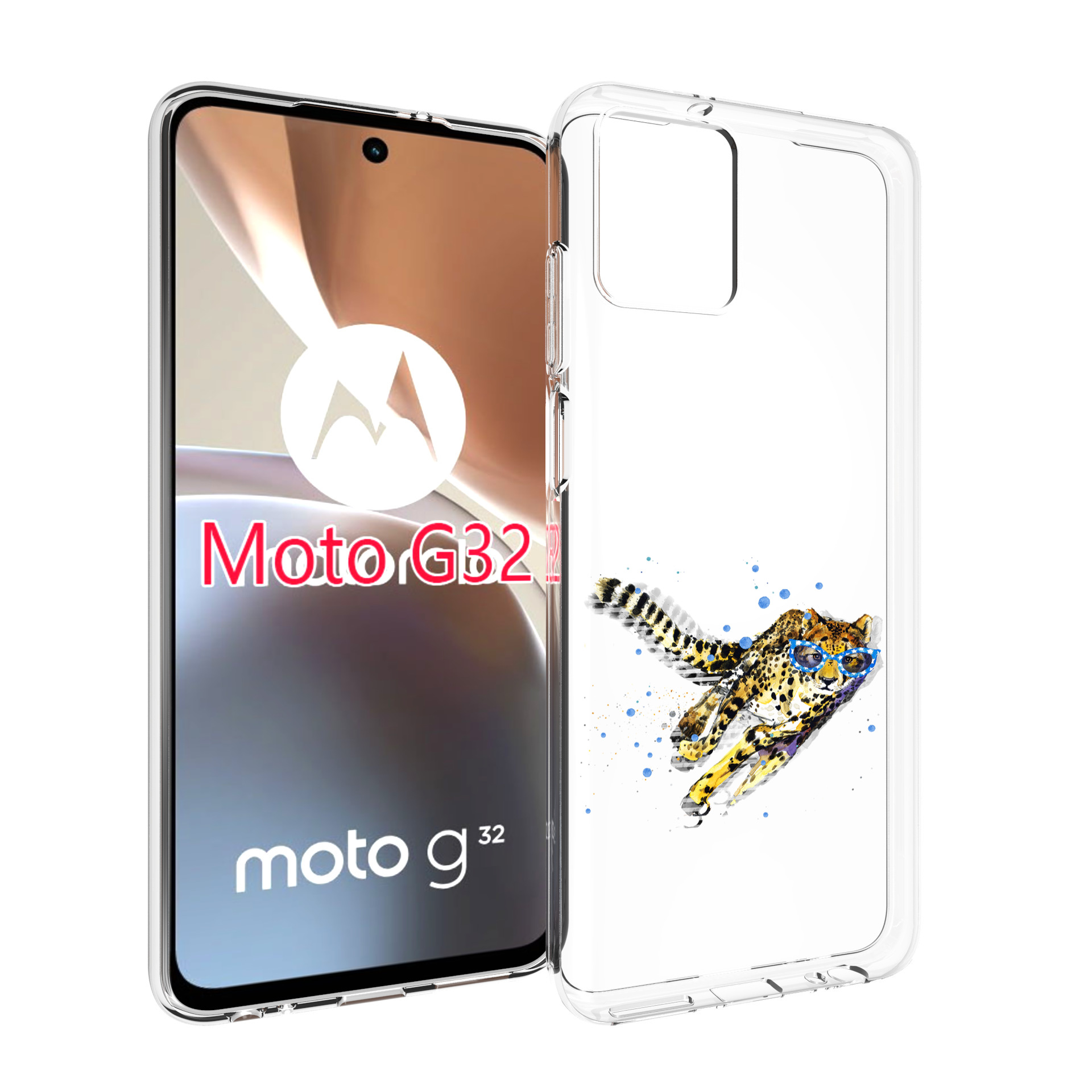 

Чехол MyPads гепард в очках для Motorola Moto G32, Прозрачный, Tocco