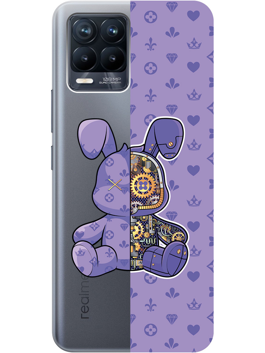 

Силиконовый чехол на Realme 8 / 8 Pro с принтом "Сиреневый Кролик с механизмом" прозрачный, Фиолетовый;прозрачный, 732494071