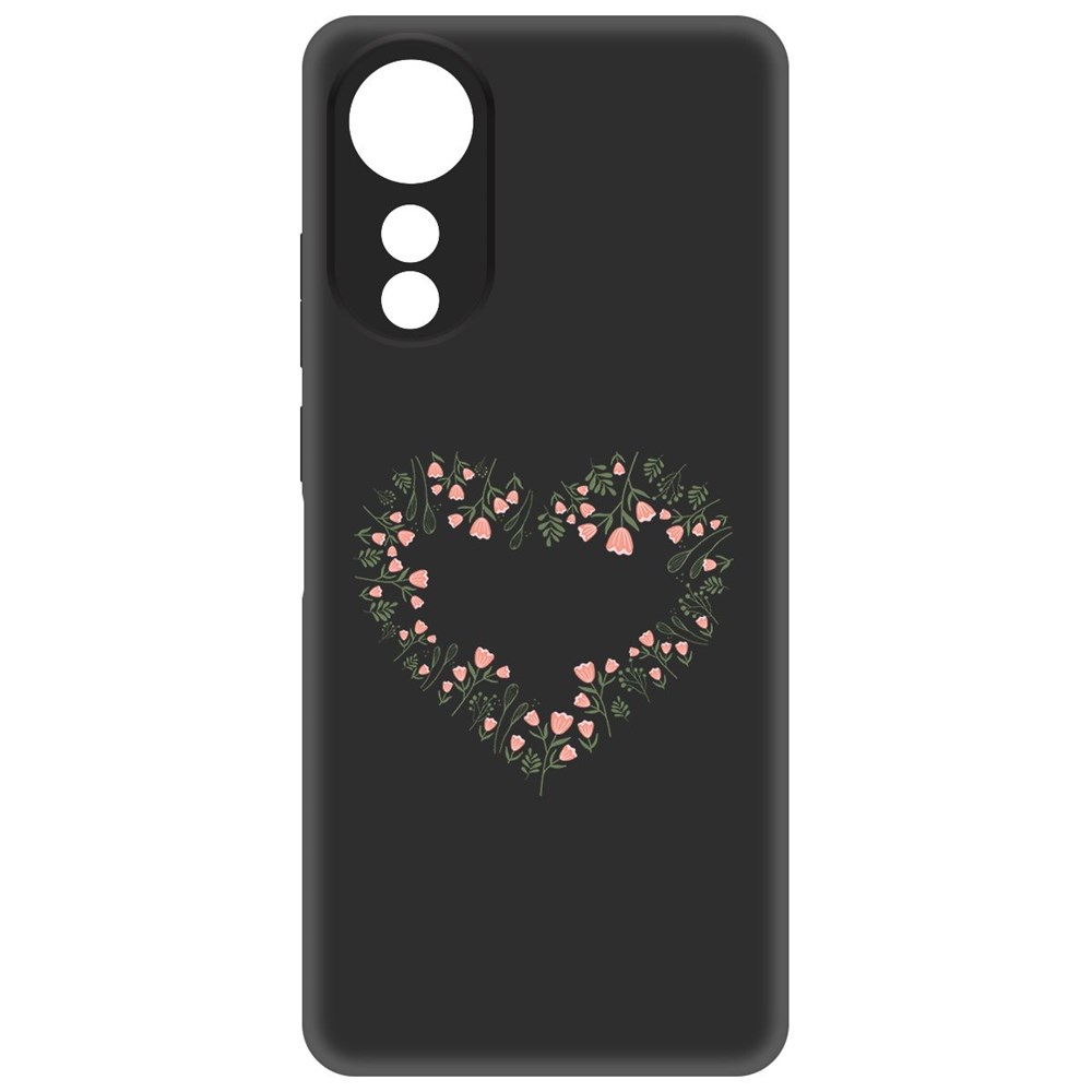 

Чехол-накладка Krutoff Soft Case Цветочное сердце для Oppo A78 4G черный