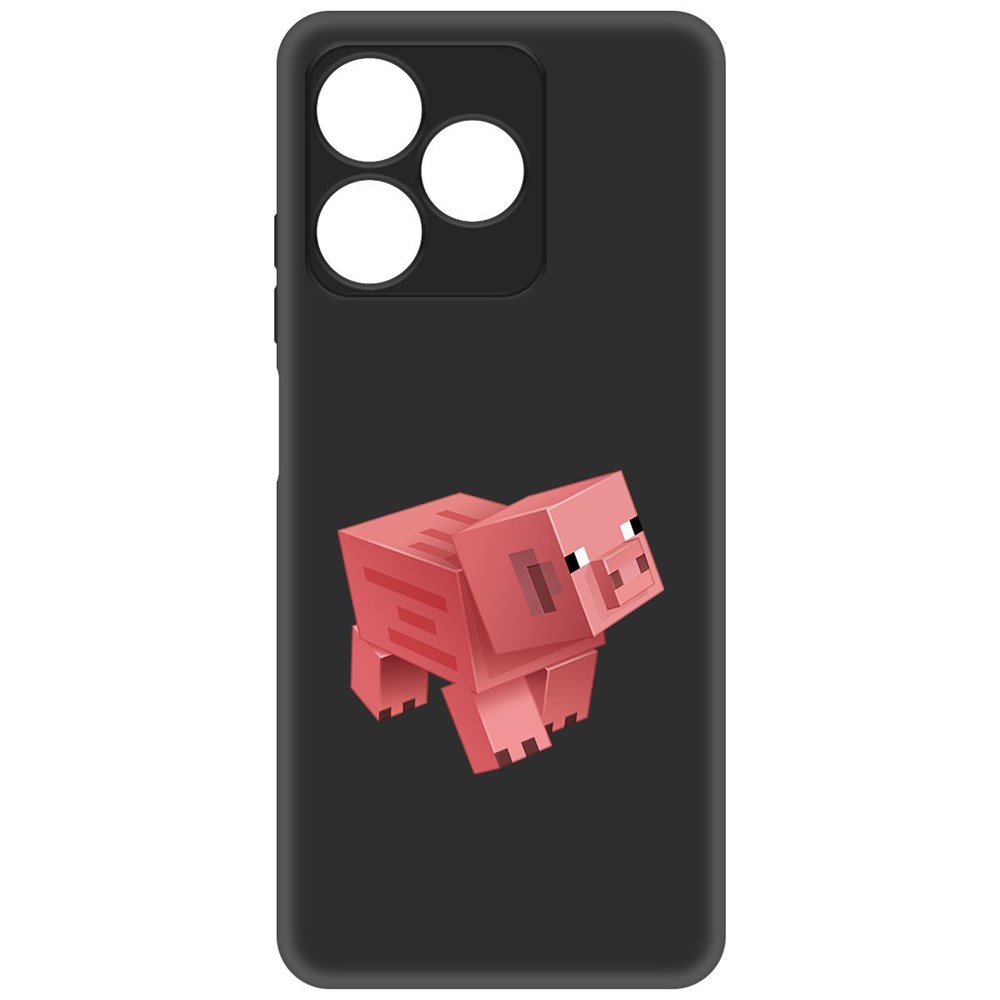 

Чехол-накладка Krutoff Soft Case Minecraft-Свинка для Realme C53 черный