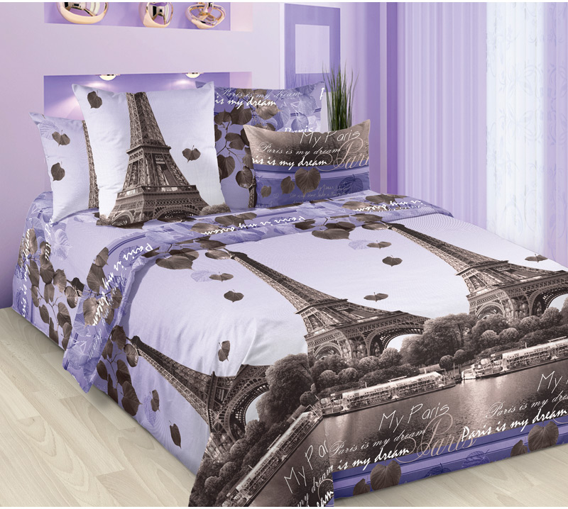 

Простыня на резинке 090x200 см, перкаль, борт 25 см Романтика Парижа, 3525