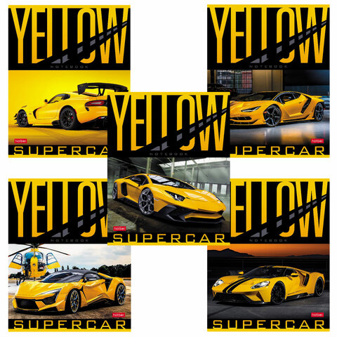 

Тетрадь А5 48 л. HATBER скоба, клетка, обложка картон, "YELLOWsupercar" (5 видов в спай