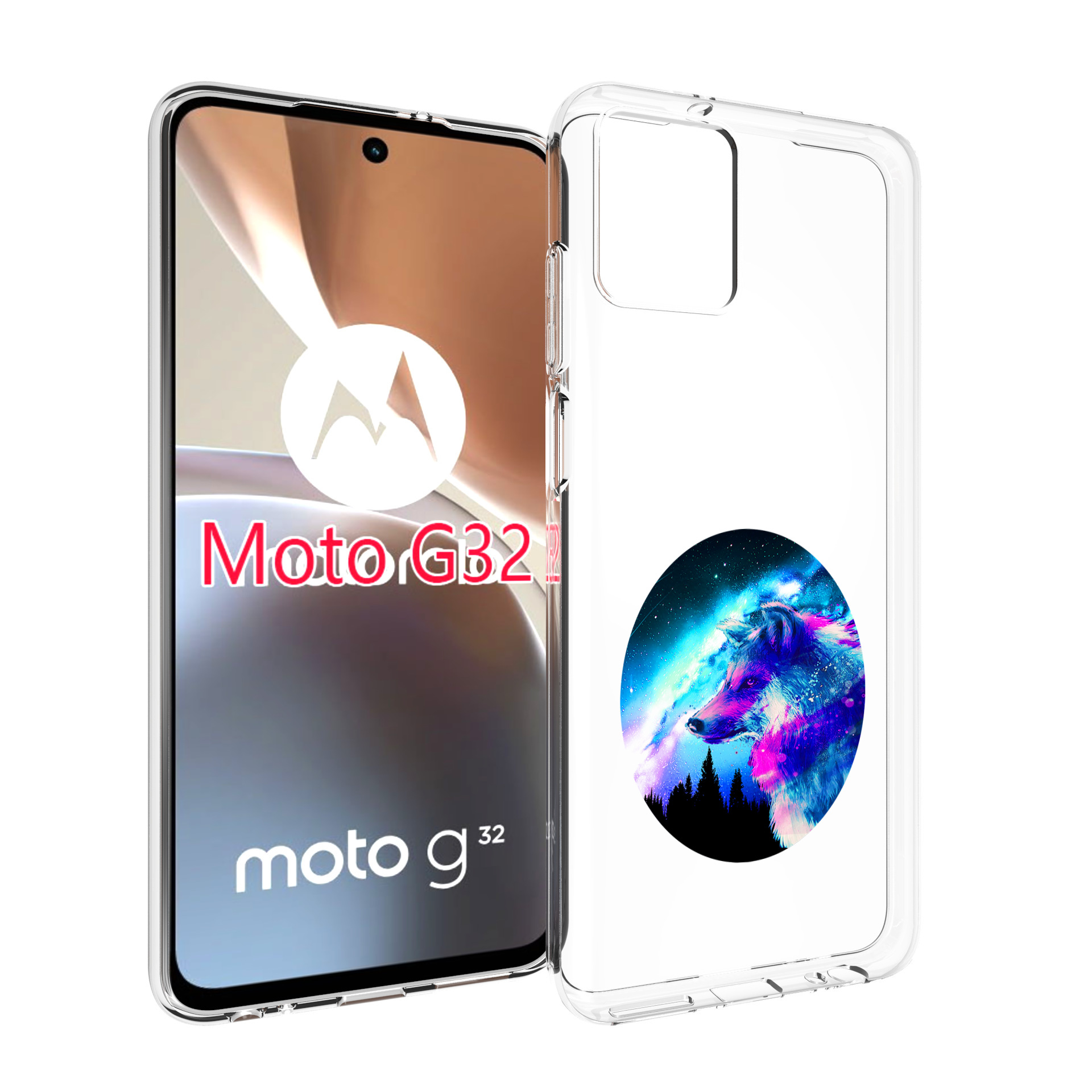

Чехол MyPads голубой волк для Motorola Moto G32, Прозрачный, Tocco