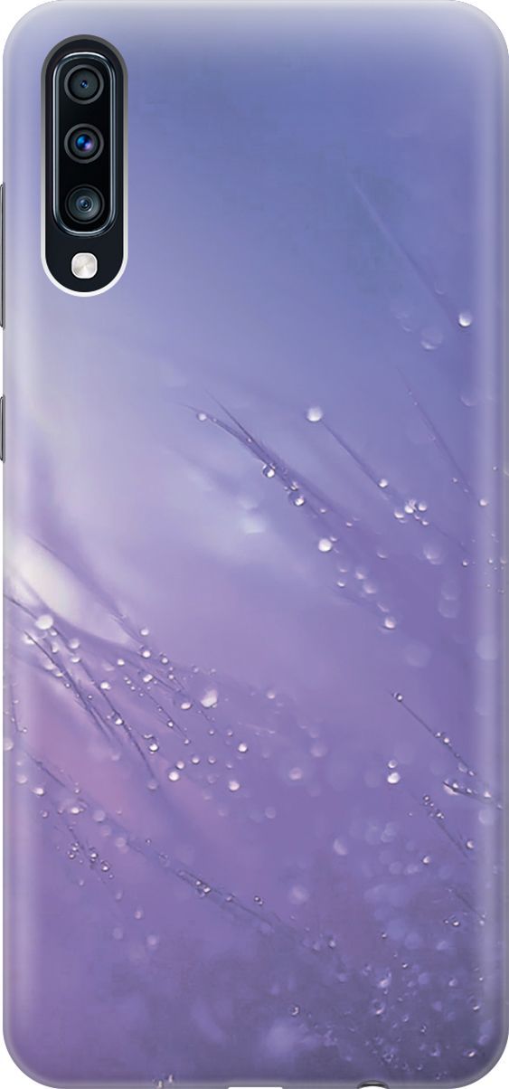 

Силиконовый чехол на Samsung Galaxy A70/A70s "Капли на синей траве", Белый;синий, 3494