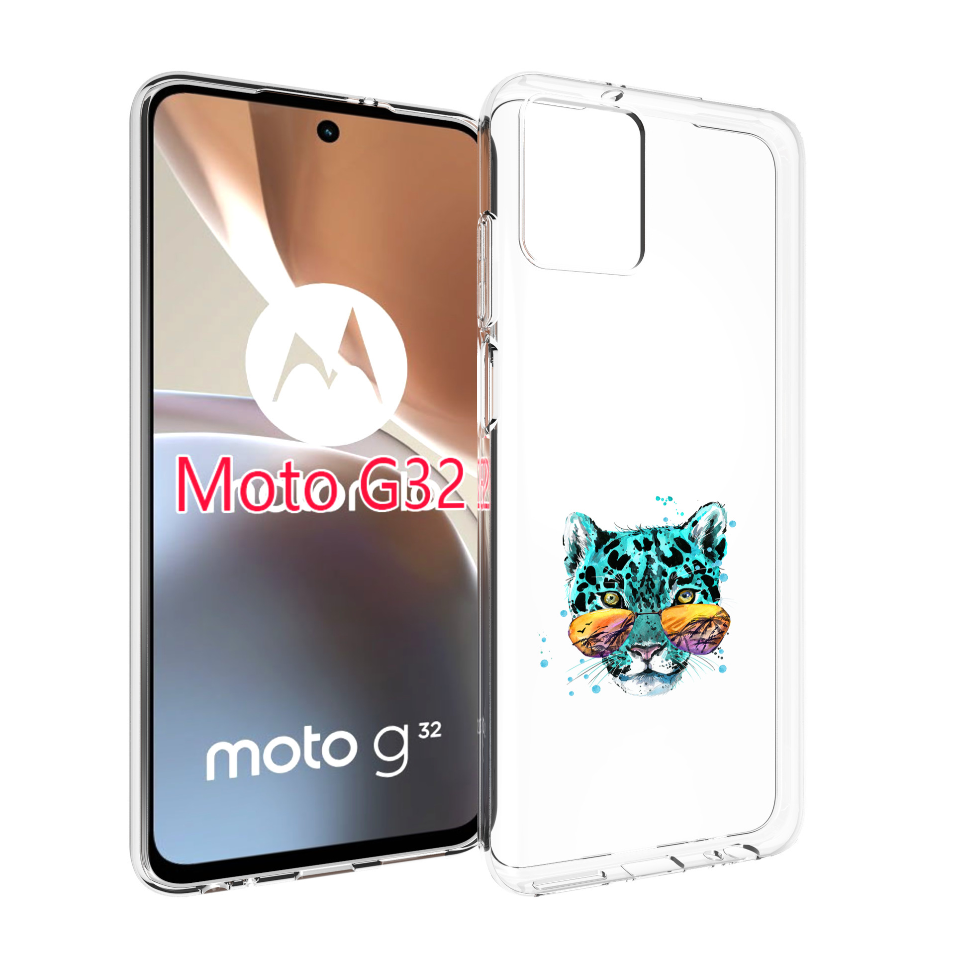 

Чехол MyPads голубой лео для Motorola Moto G32, Прозрачный, Tocco