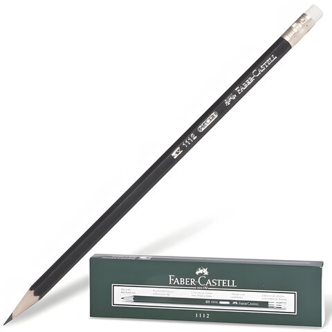 

Карандаш чернографитный FABER-CASTELL 1 шт 1112 НВ с ластиком корпус черный 111200