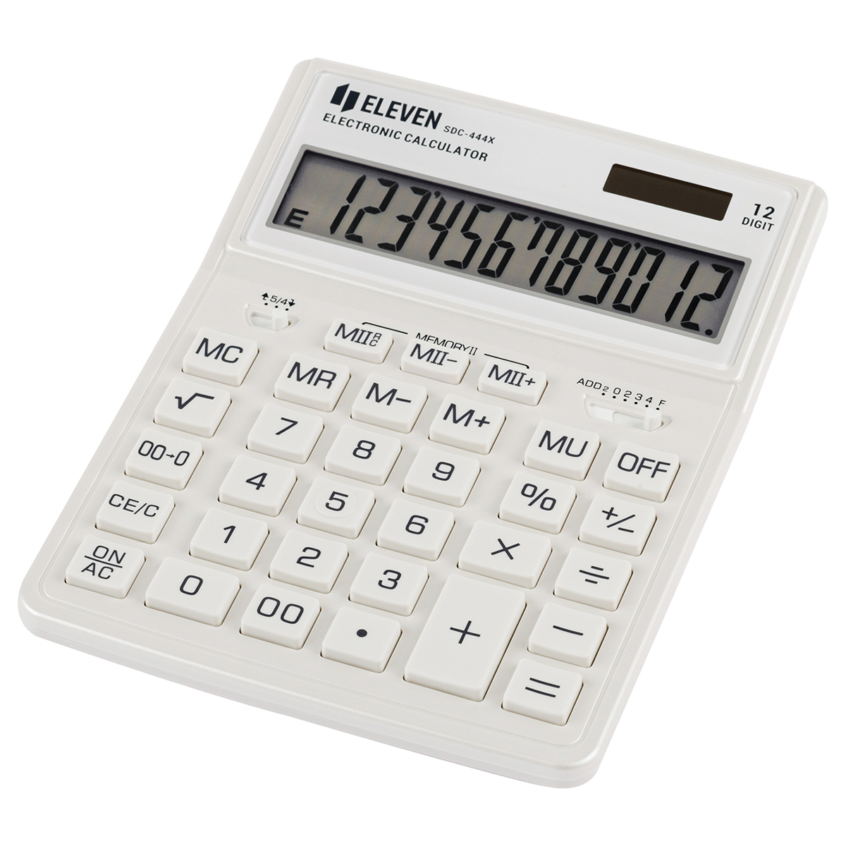 Калькулятор настольный Eleven SDC-444X-WH 12 разрядов двойное питание 155*204*33мм белый
