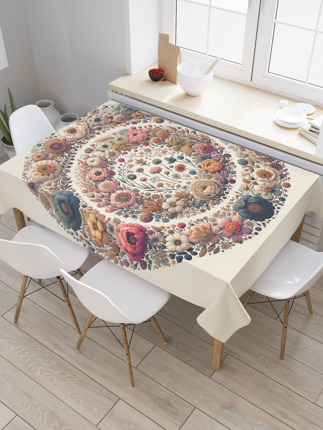 

Скатерть JoyArty Круговые цветы 120х145, tc_sd1440_120x145, Розовый, Круговые цветы