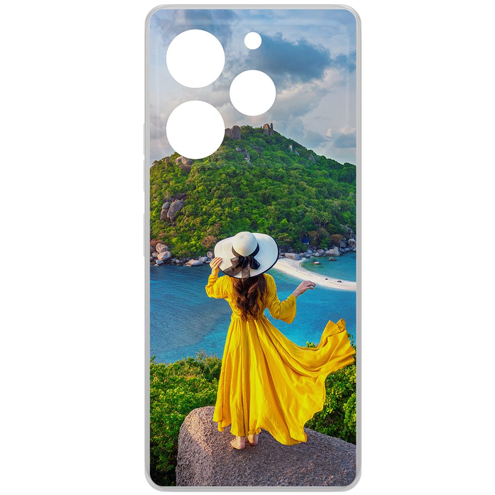 

Чехол-накладка Krutoff Clear Case Платье летнее женское для TECNO Pova 6 Pro, Прозрачный