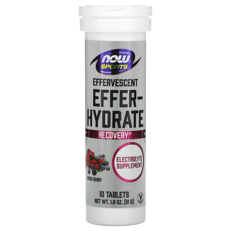 

Спортивные электролиты NOW effer-hydrate mixed berry 10 шипучих таблеток