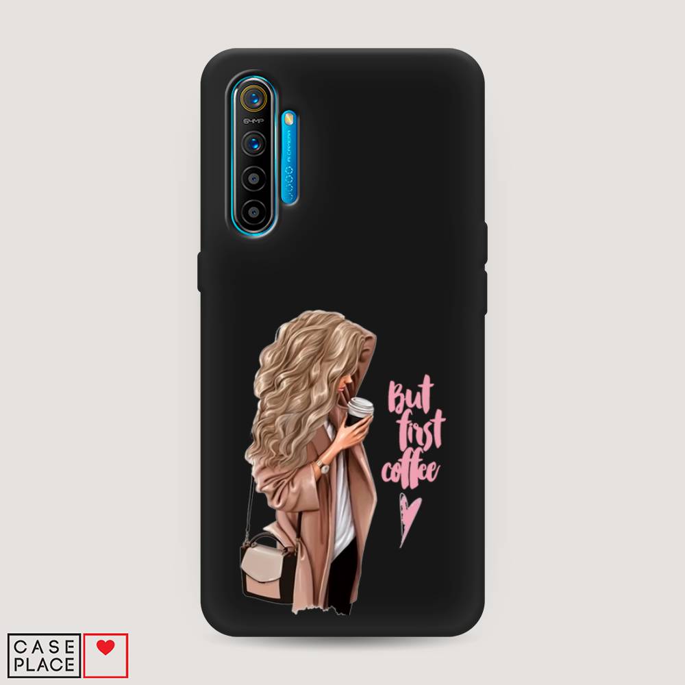 

Матовый силиконовый чехол "Девушка с кофе" на Realme XT, Девушка с кофе
