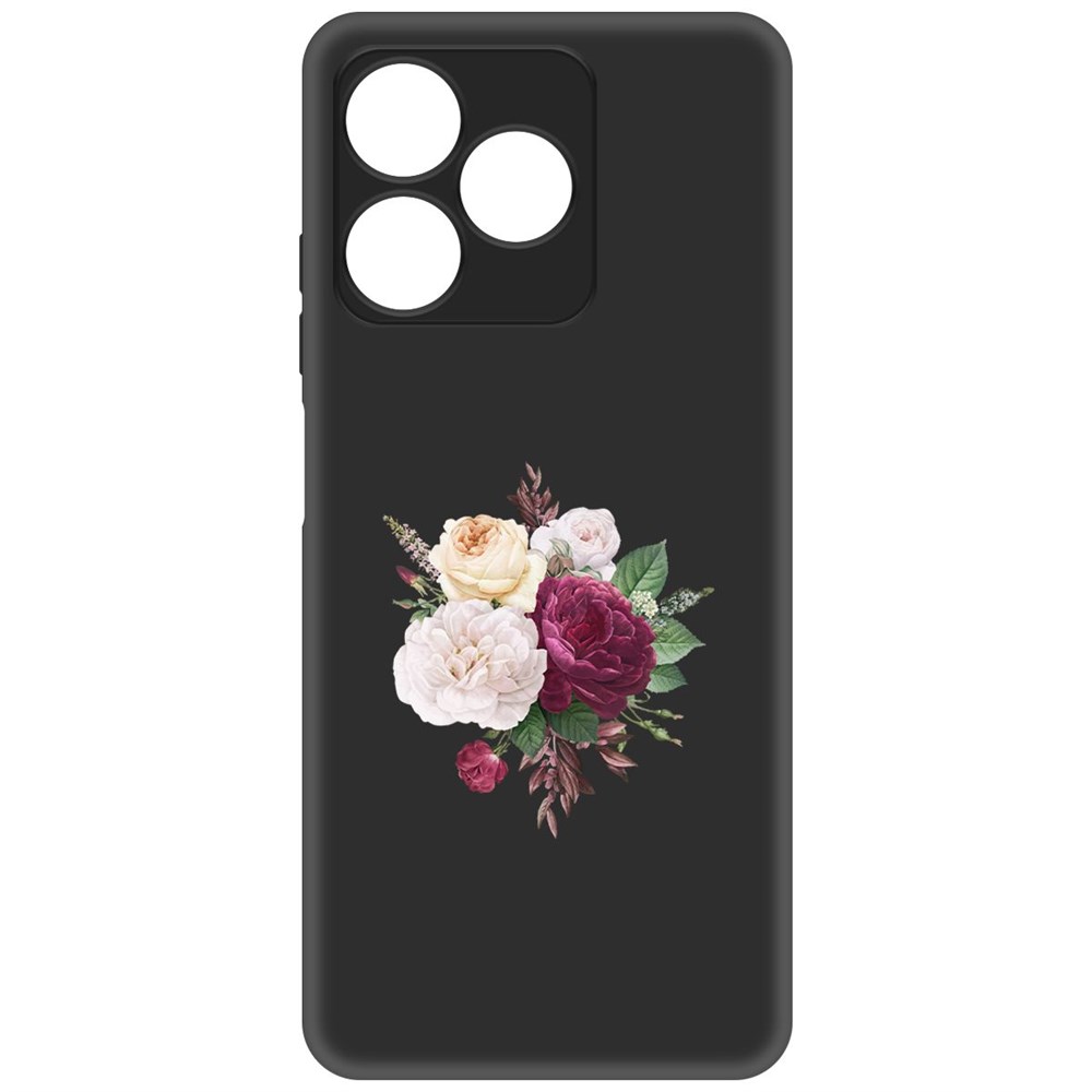 

Чехол-накладка Krutoff Soft Case Цветочная композиция для Realme C53 черный