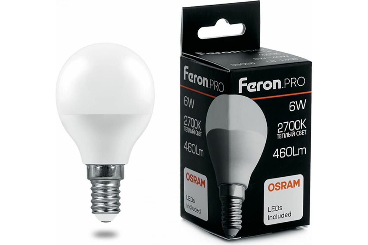 Лампочка светодиодная Feron LB-1406, 38065, 6W, E14 (комплект 10 шт.