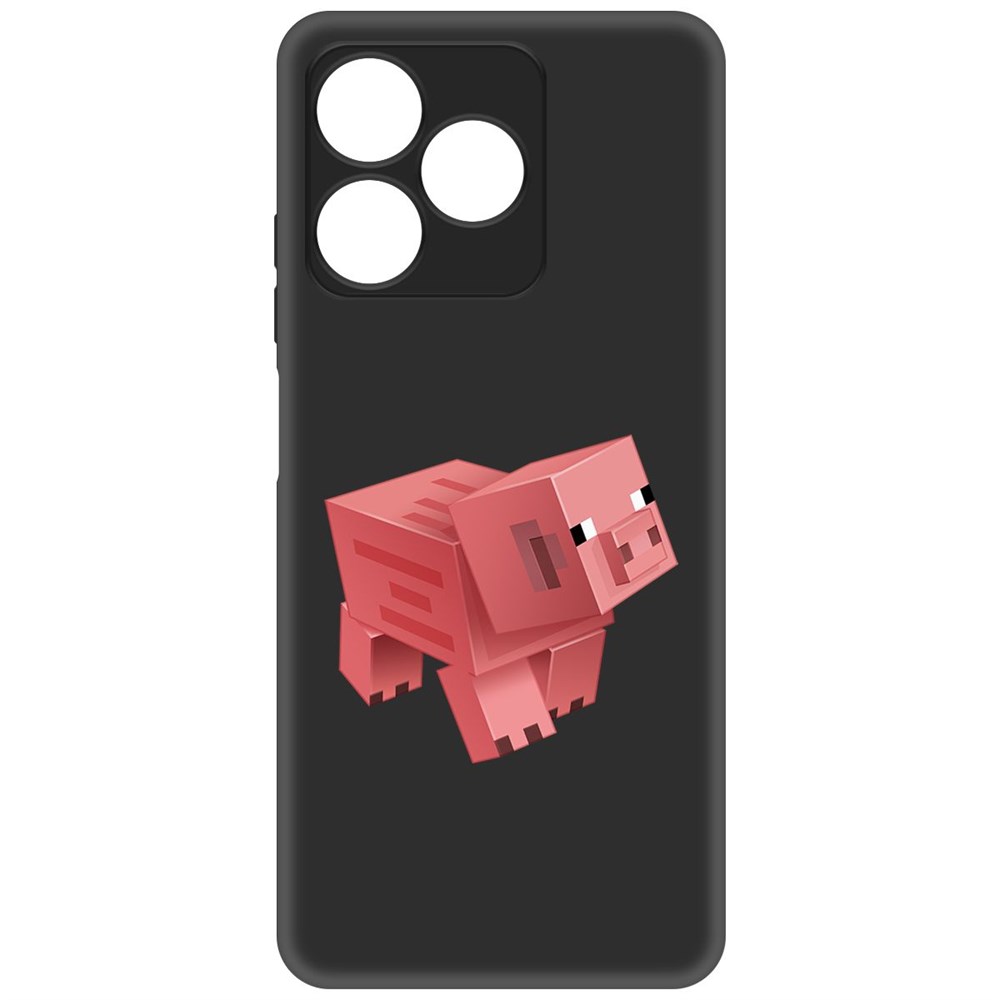 

Чехол-накладка Krutoff Soft Case Minecraft-Свинка для Realme C51 черный