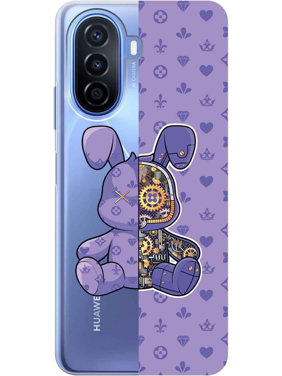 

Силиконовый чехол на Huawei nova Y70 с принтом "Сиреневый Кролик с механизмом" прозрачный, Фиолетовый;прозрачный, 740133471
