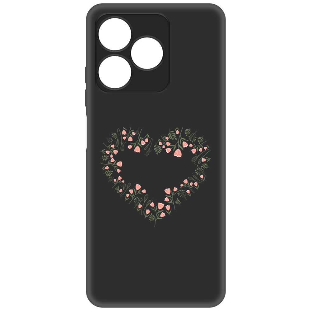 Чехол-накладка Krutoff Soft Case Цветочное сердце для Realme C51 черный