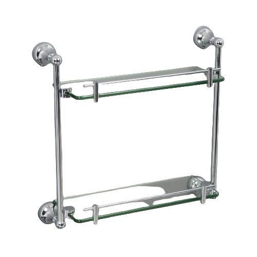 

С8512 Полка для ванных принадлежностей двойная стекло Хром ELVAN, С8512