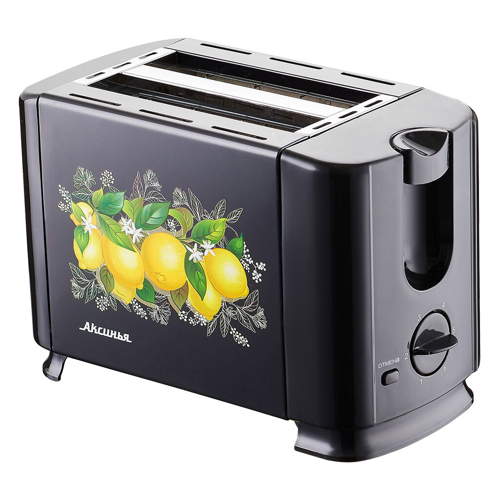 Тостер Аксинья КС-203 Лимоны черный чайник электрический аксинья кс 1051 с узорами 1 8 л 1500 вт скрытый нагревательный элемент металл