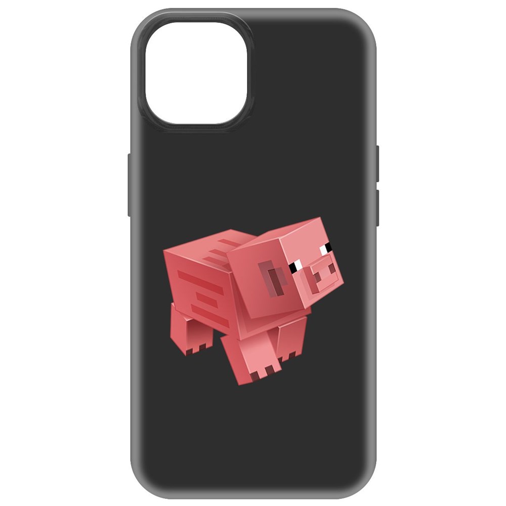 

Чехол-накладка Krutoff Soft Case Minecraft-Свинка для iPhone 15 черный