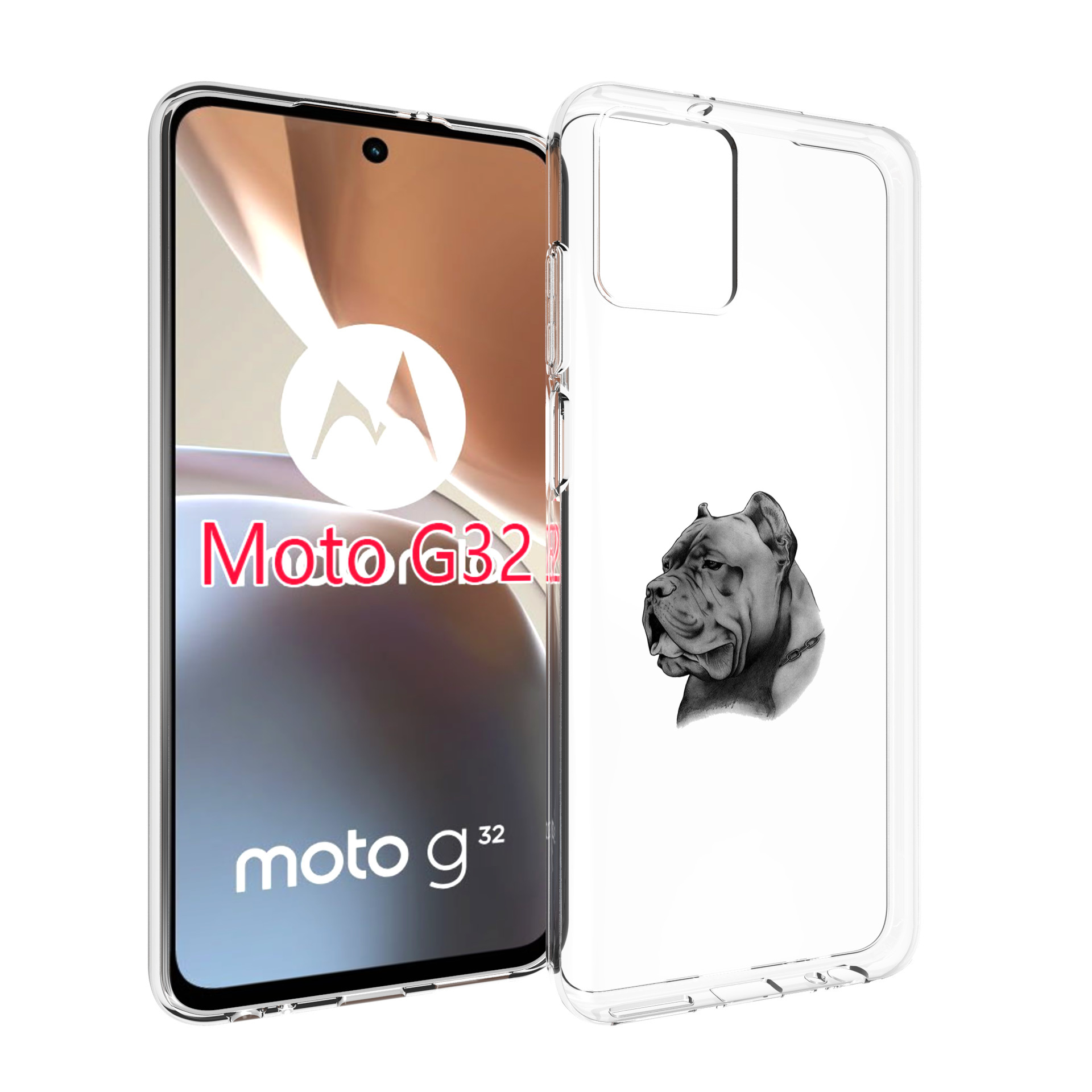 

Чехол MyPads грозный бульдог для Motorola Moto G32, Прозрачный, Tocco
