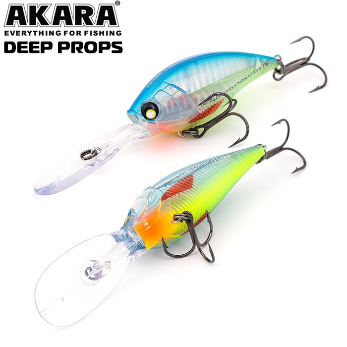 

Воблер Akara Deep Props 70F 23 гр 4/5 oz 2,8 in A55, Разноцветный, Deep Props