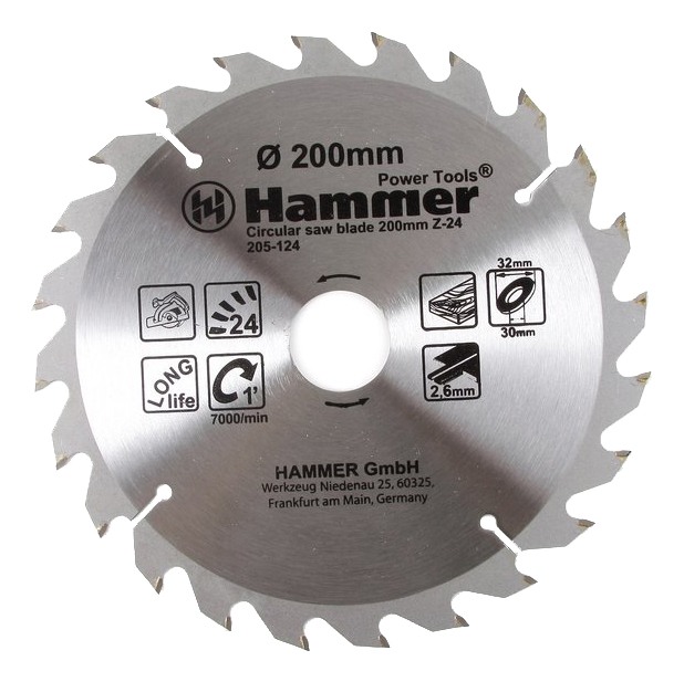 

Пильный диск по дереву Hammer 38352, CSB WD 200мм*24*32/30мм
