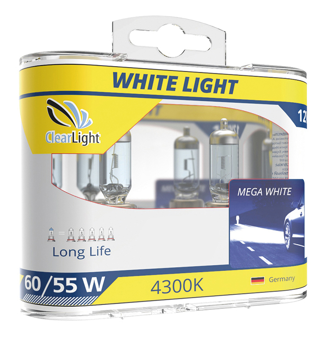 фото Лампа галогенная автомобильная clearlight 60/55w whitelight 2 шт (mlh4wl)